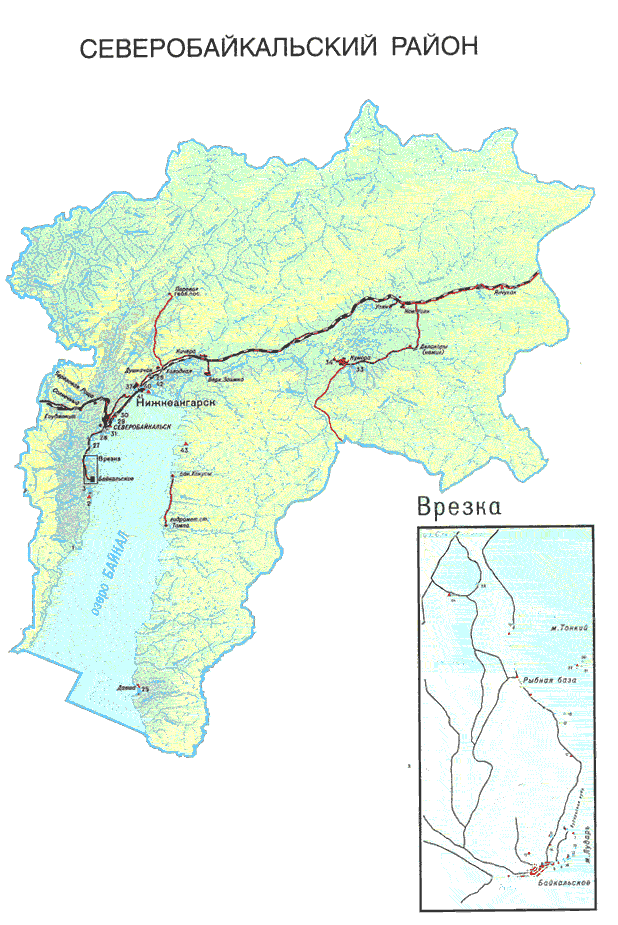 Карта северобайкальского района подробная с дорогами и деревнями